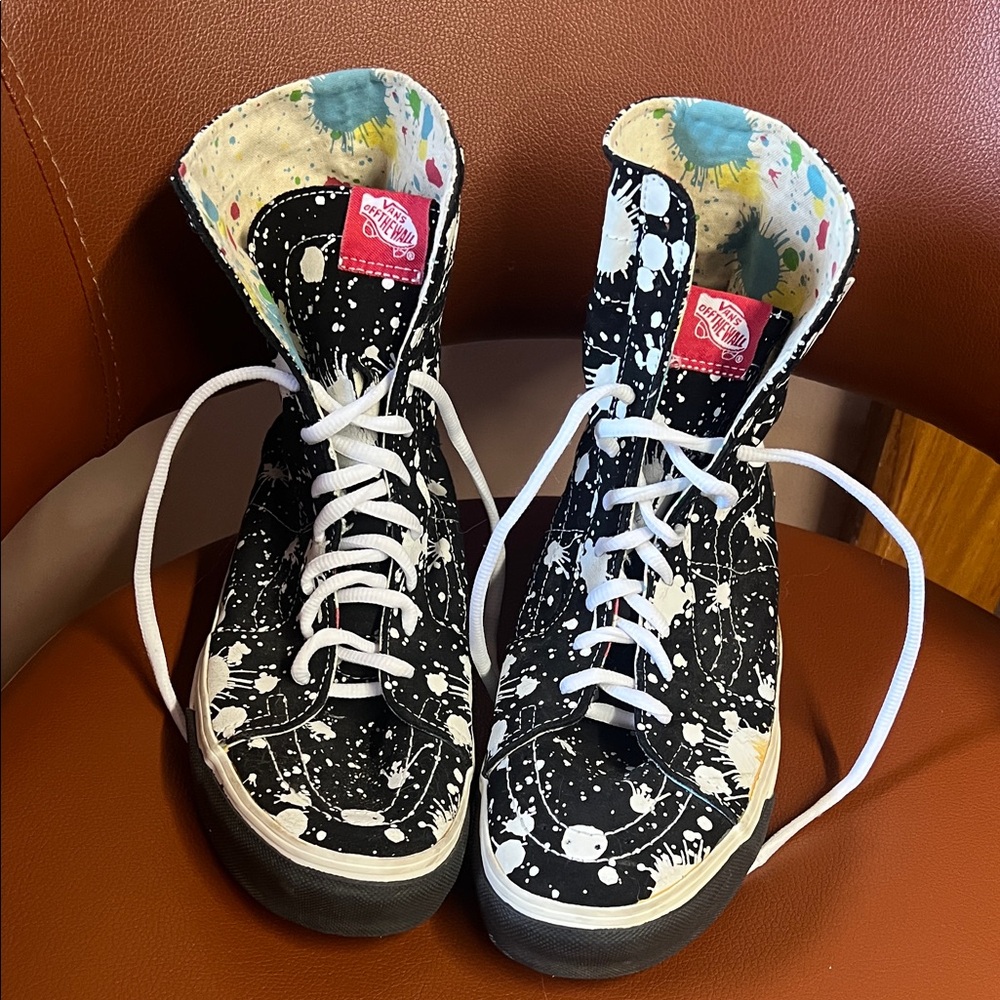 Vans Black and White Splatter High-Tops